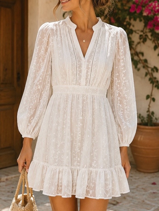 Baltic Born Dresses & Skirts - Baltic Born White Embroidered Mini Dress Boho Cottagecore Size S